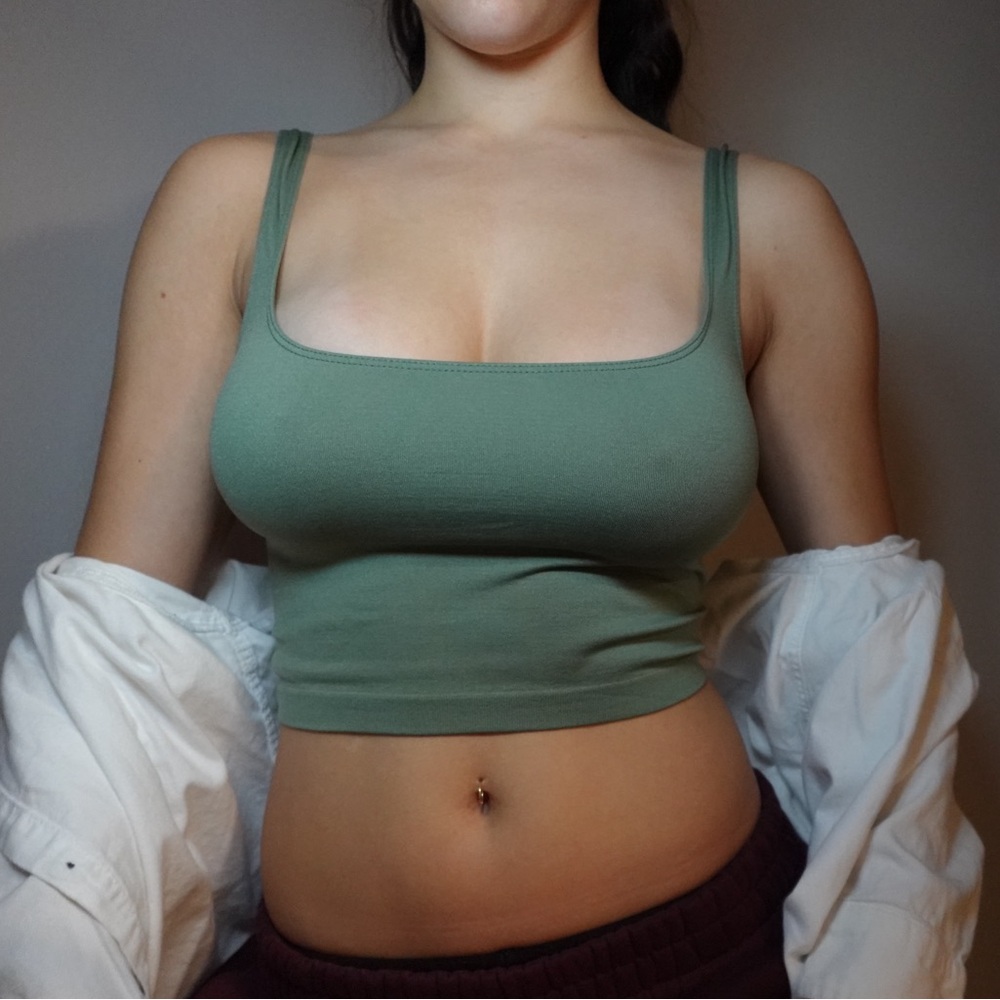 Free People Green Crop Top